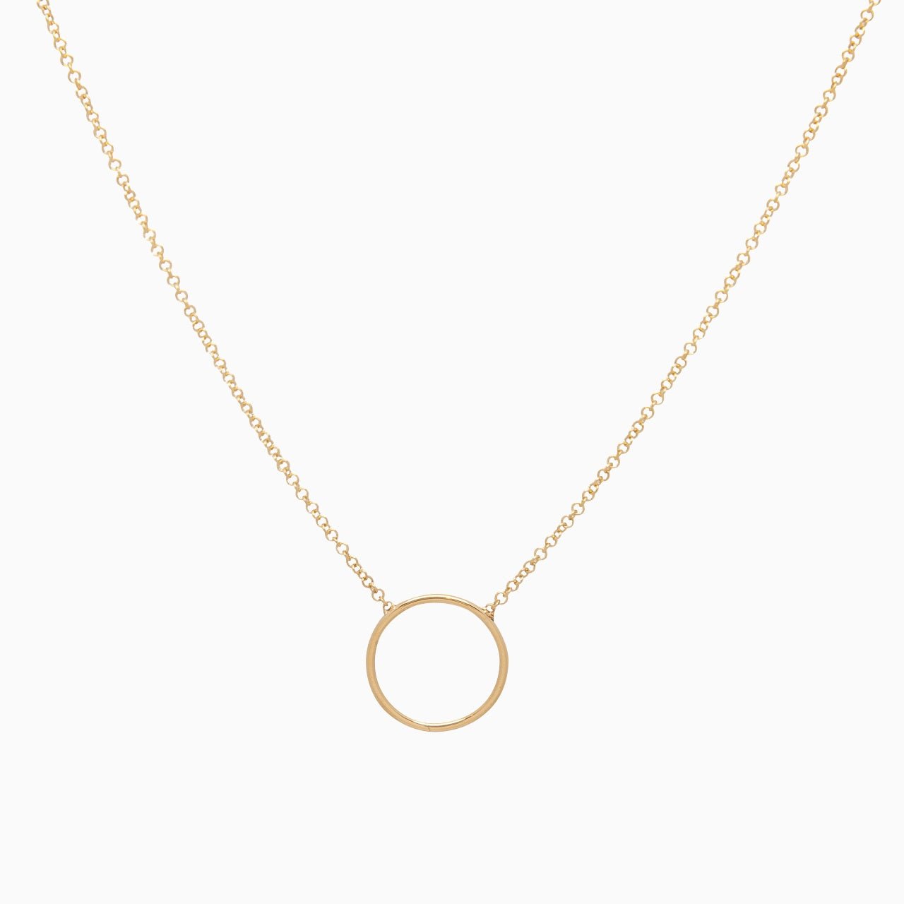 14k Gold Right Round Open Ring Necklace - Starflower Design