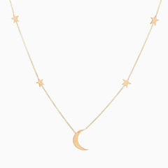 14k Gold Shoot for the Moon Station Necklace - Starflower Design