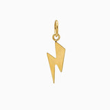 14k Gold Thunderous Lightning Bolt Strike Pendant Charm - Starflower Design