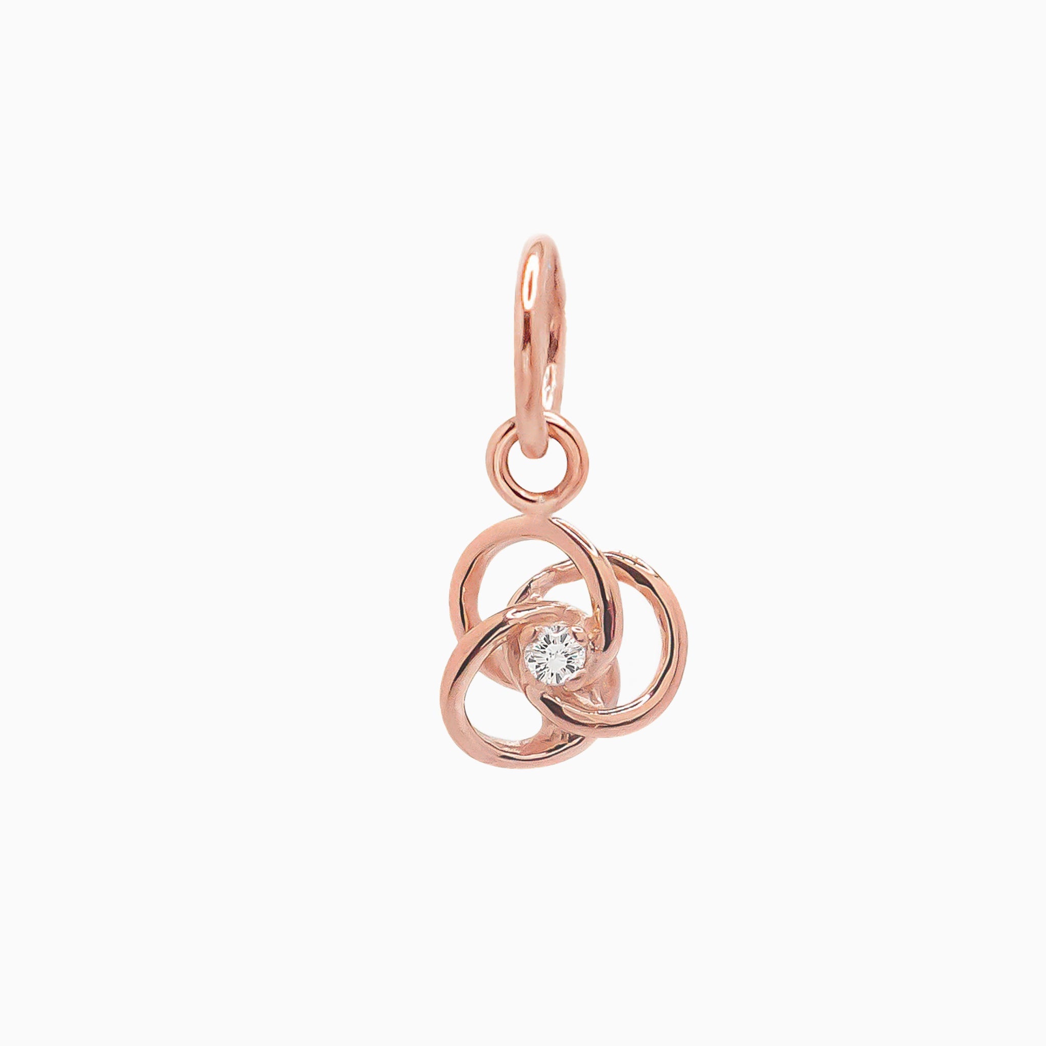14k Gold Trinity Knot Diamond Pendant Charm - Starflower Design