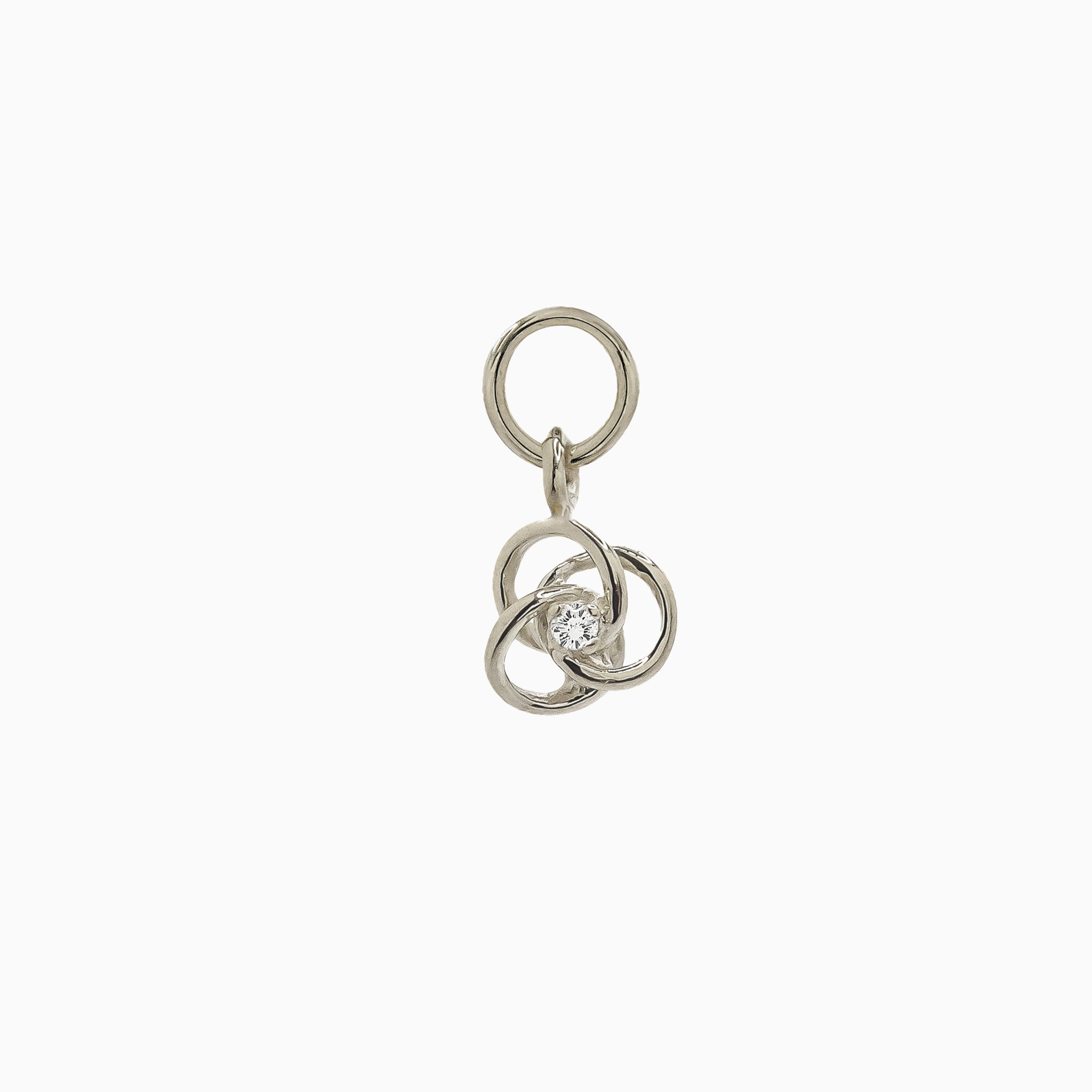 14k Gold Trinity Love Knot Diamond Earring Charm - Starflower Design