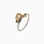 14k Gold Two - Tone Tiniest Swordfight Sapphire Sword Ring - Starflower Design