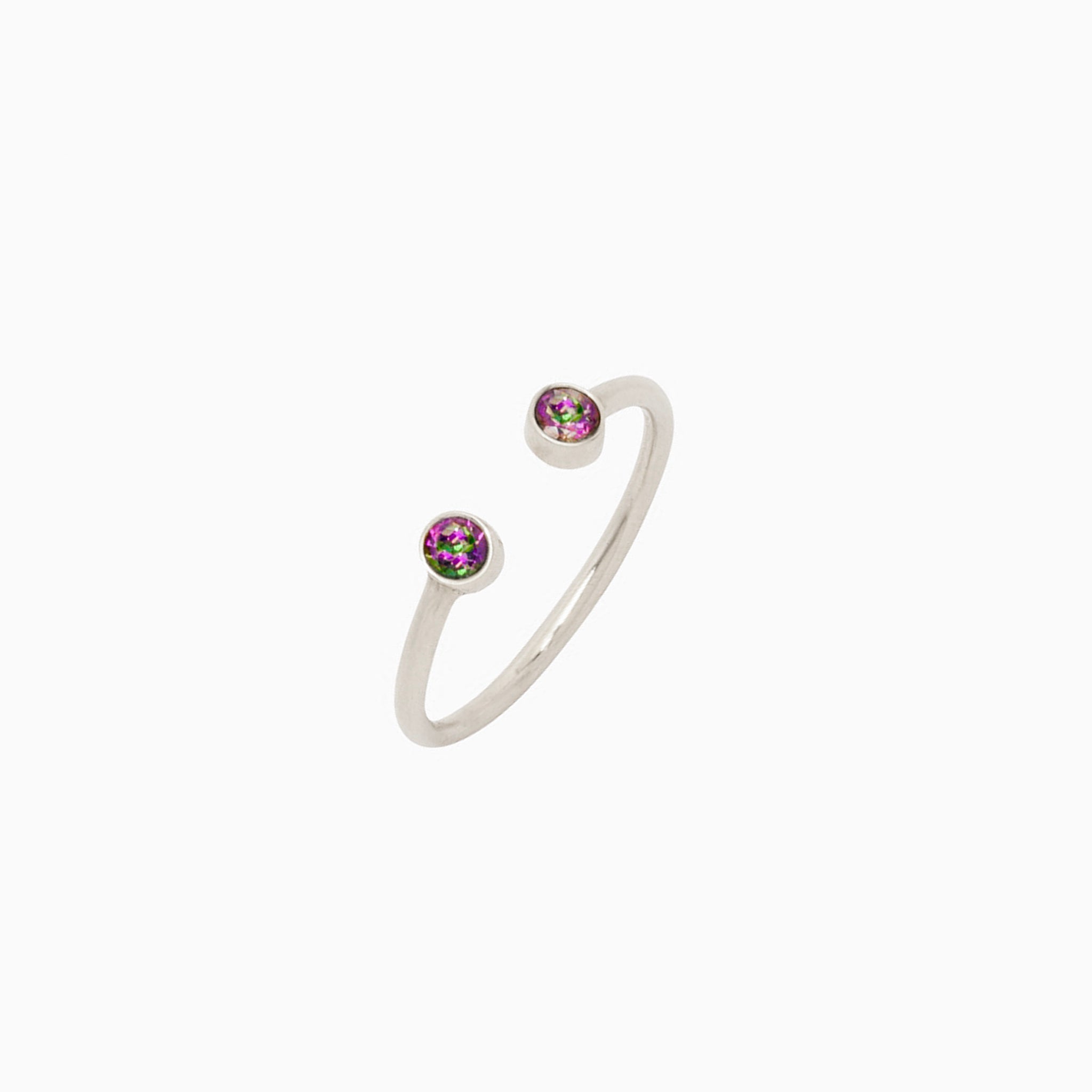 14k Green & Purple Mystic Topaz Open Ring - Starflower Design