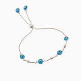 14k Light Blue Evil Eye Beaded Bolo Bracelet - Starflower Design