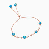 14k Light Blue Evil Eye Beaded Bolo Bracelet - Starflower Design