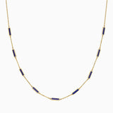 14k Luxurious Lapis 9 Bar Station Necklace - Starflower Design