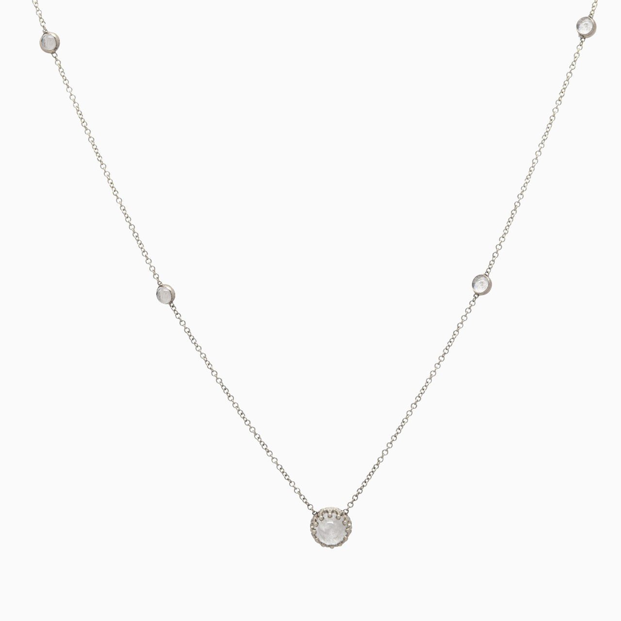 14k Mystical Moonstone Station Necklace - Starflower Design