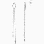 14k On Point Diamond - Shaped Dangle Geometric Chain Drop Earrings - Starflower Design