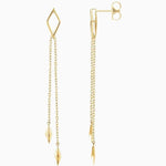 14k On Point Diamond - Shaped Dangle Geometric Chain Drop Earrings - Starflower Design