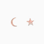 14k Out of This World Star & Moon Stud Earrings - Starflower Design