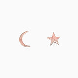 14k Out of This World Star & Moon Stud Earrings - Starflower Design