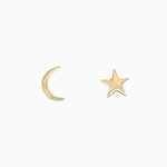 14k Out of This World Star & Moon Stud Earrings - Starflower Design