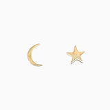 14k Out of This World Star & Moon Stud Earrings - Starflower Design