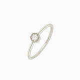14k Petite Hexagon Stackable Diamond Ring - Starflower Design