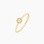14k Petite Hexagon Stackable Diamond Ring - Starflower Design