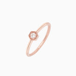 14k Petite Hexagon Stackable Diamond Ring - Starflower Design