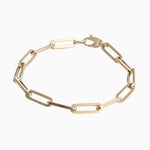 14k Retro Elongated Link Paperclip Large Link Bracelet - Starflower Design