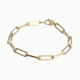 14k Retro Elongated Link Paperclip Large Link Bracelet - Starflower Design