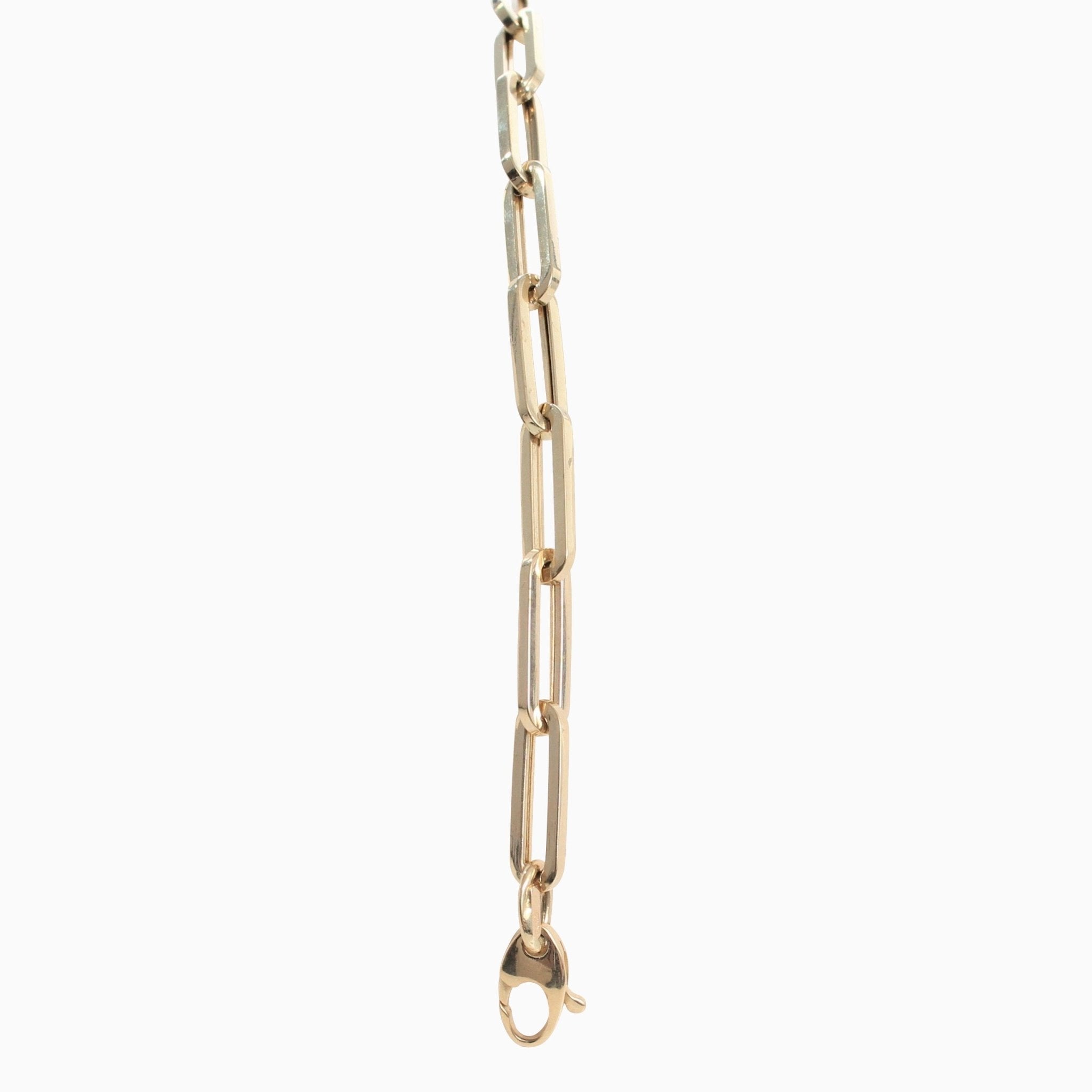 14k Retro Elongated Link Paperclip Large Link Bracelet - Starflower Design