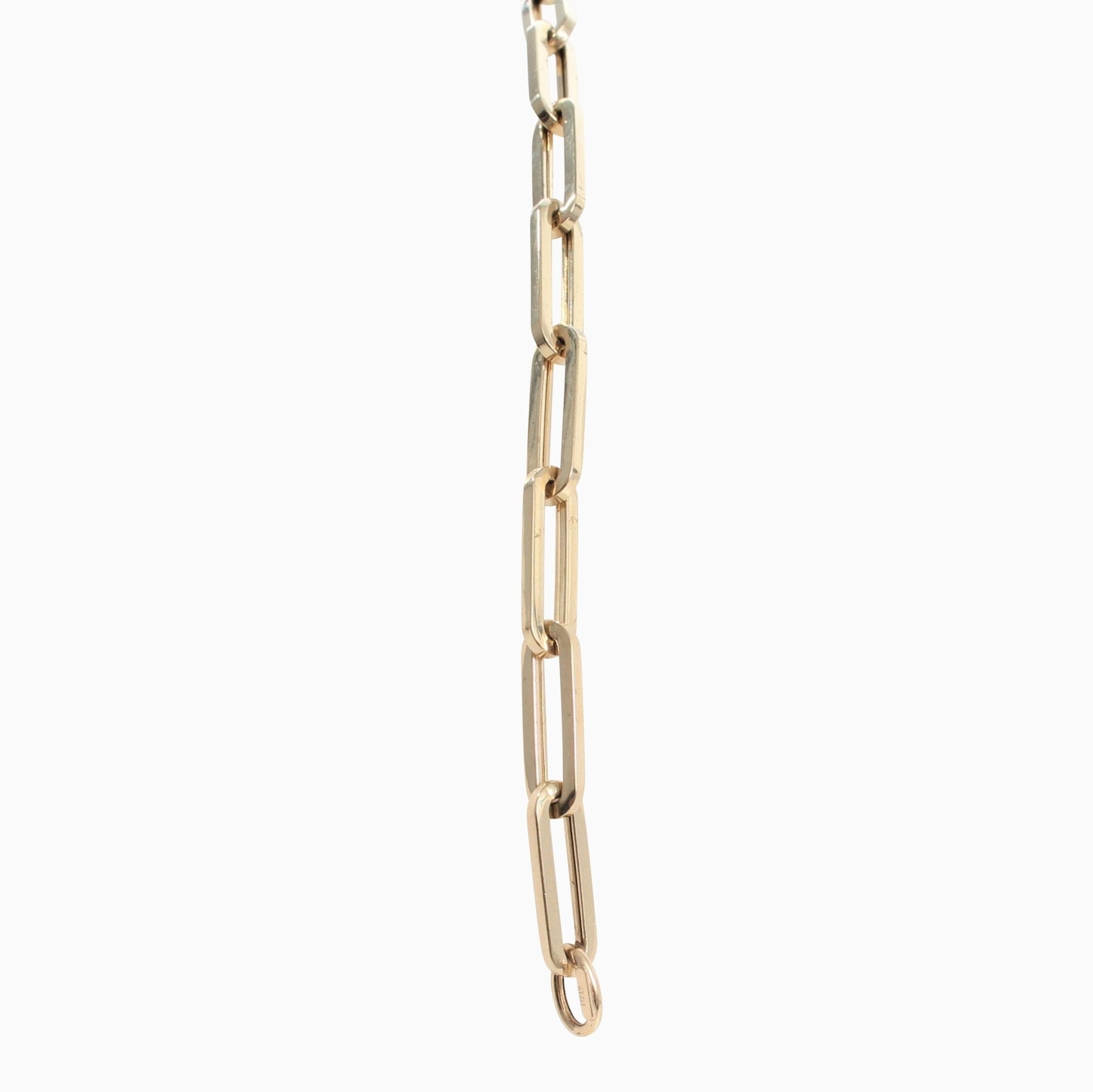 14k Retro Elongated Link Paperclip Large Link Bracelet - Starflower Design