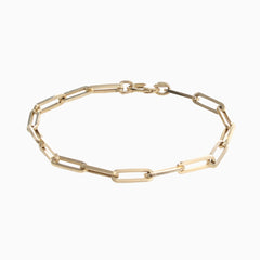 14k Retro Elongated Link Paperclip Medium Link Bracelet - Starflower Design