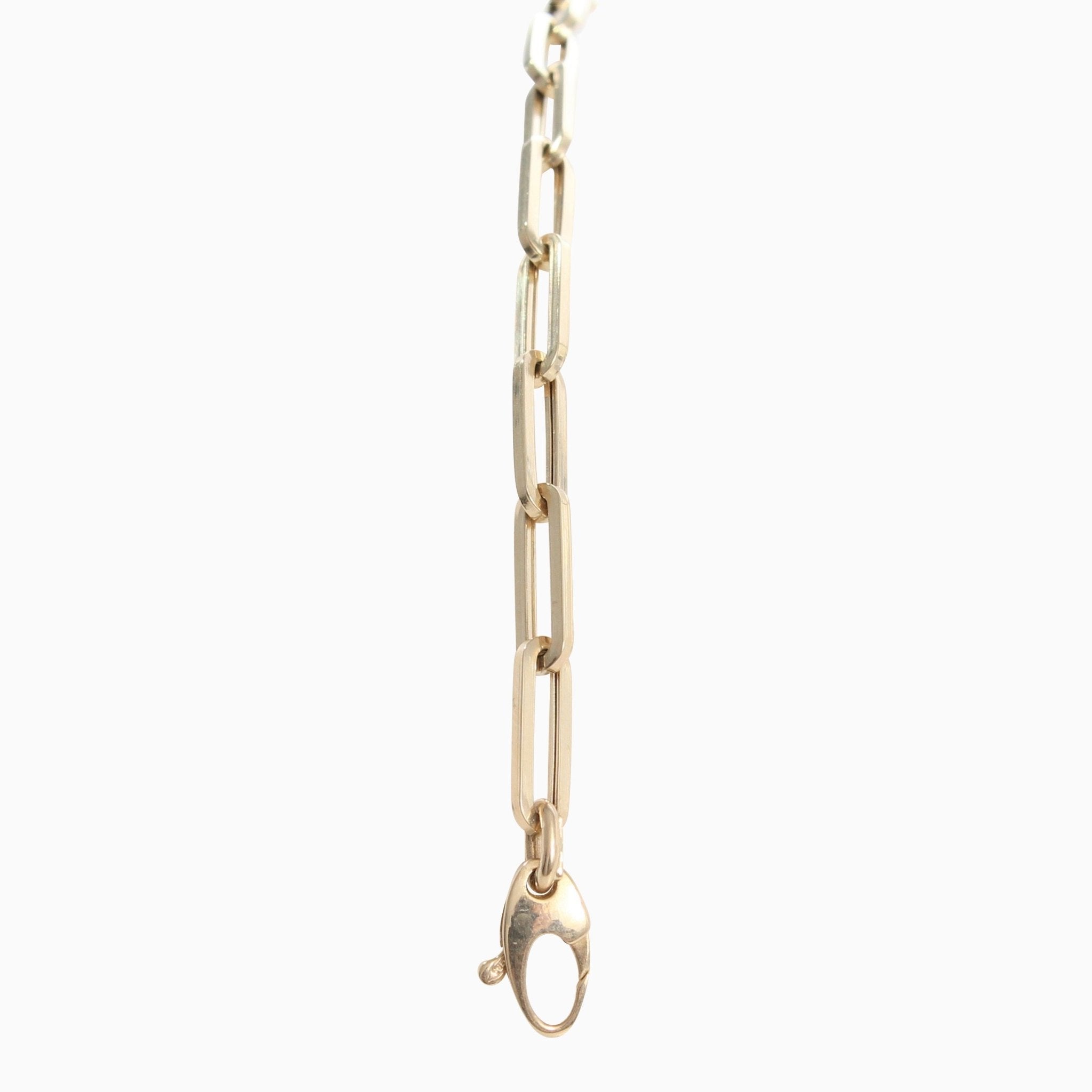 14k Retro Elongated Link Paperclip Medium Link Bracelet - Starflower Design