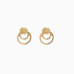 14k Right 'Round Front Facing Hoop Stud Earrings - Starflower Design