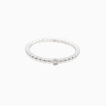 14k Single Bezel - Set Diamond Beaded Ring - Starflower Design