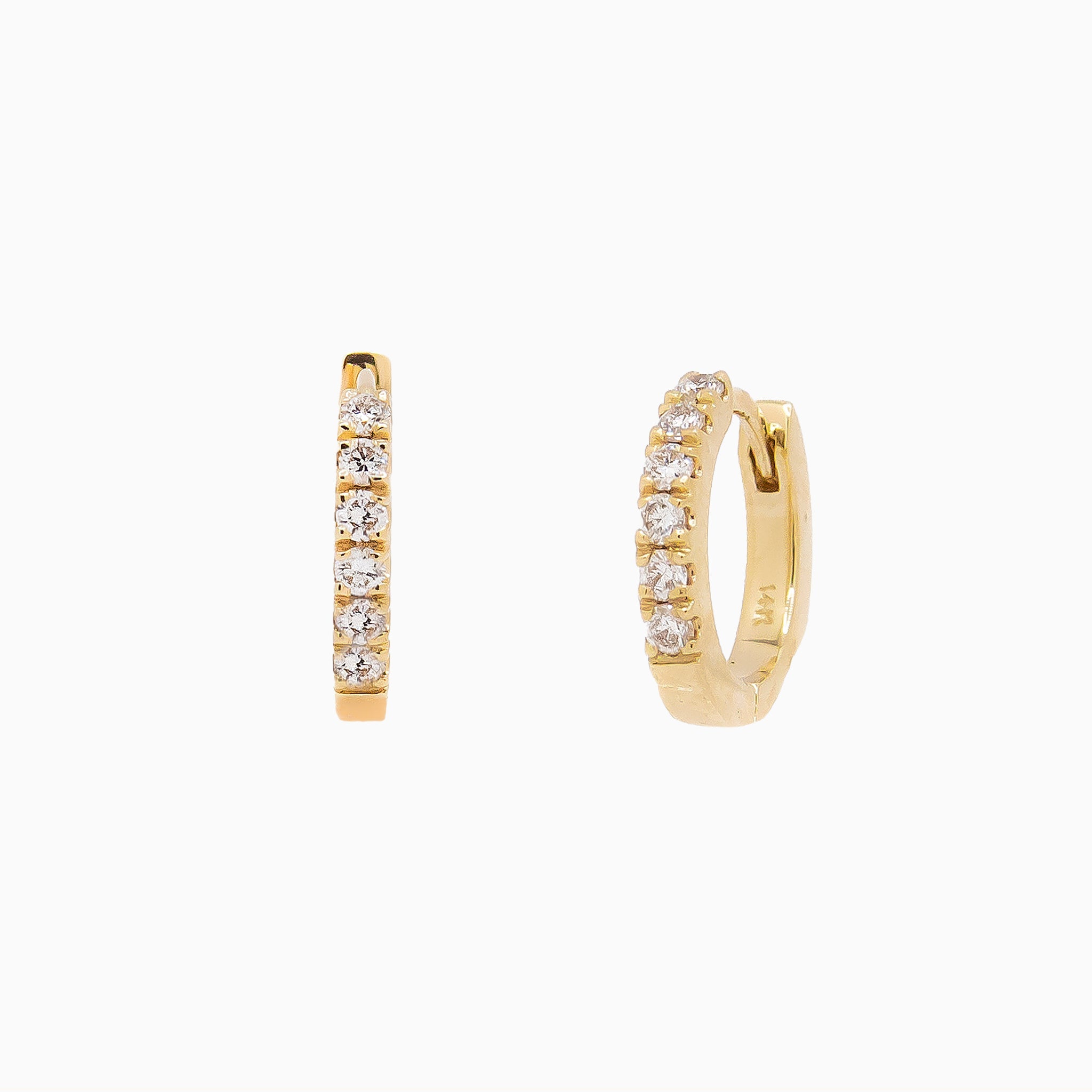 14k "They're Perfect!" Huggie Hoop Diamond Earrings - Starflower Design