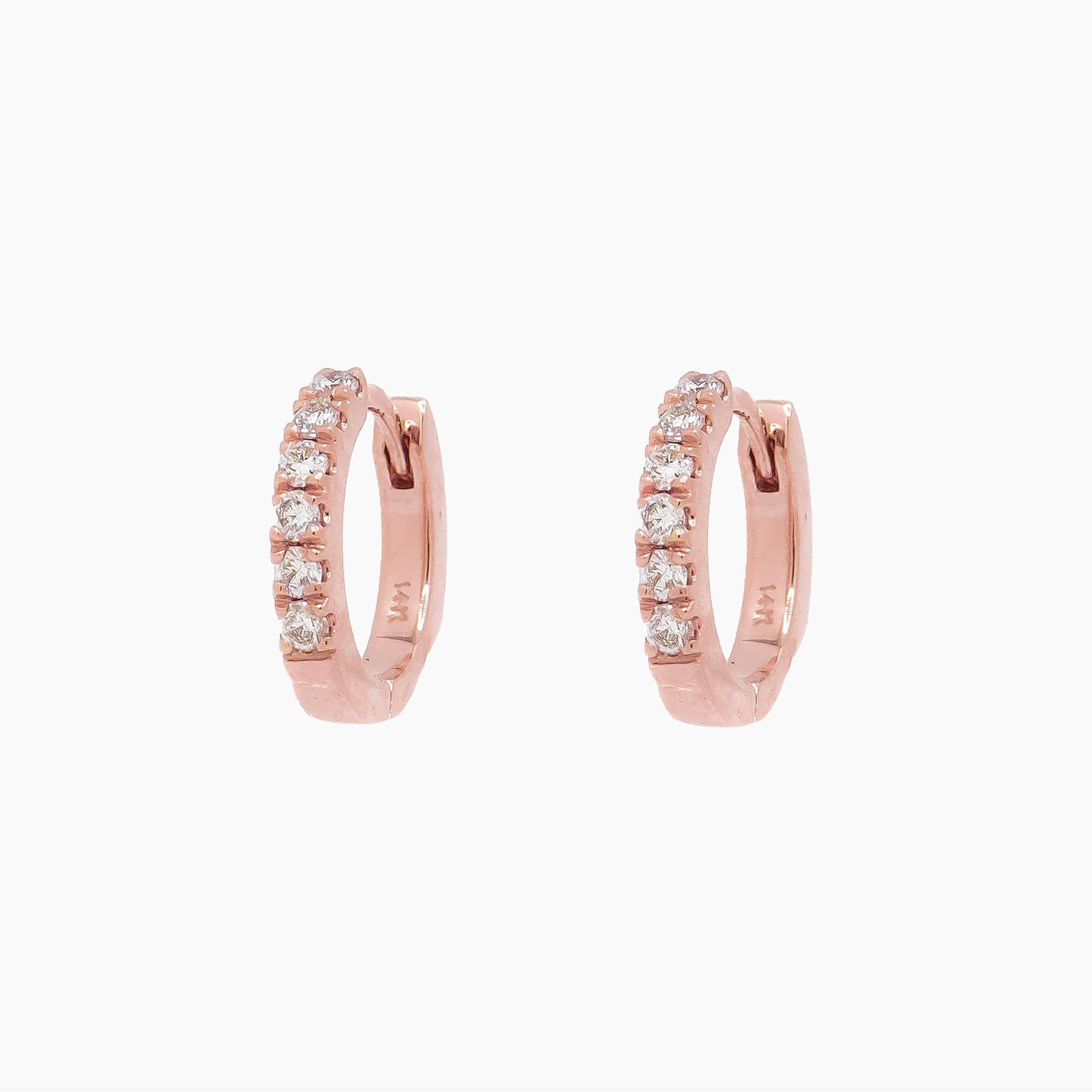 14k "They're Perfect!" Huggie Hoop Diamond Earrings - Starflower Design