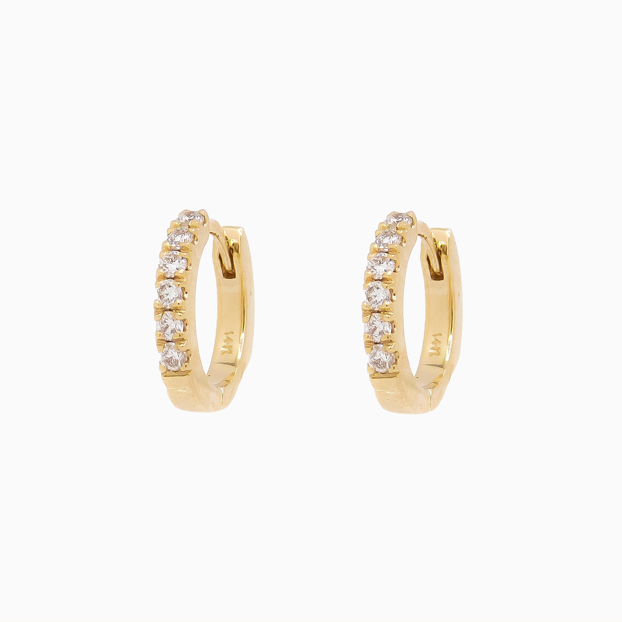 14k "They're Perfect!" Huggie Hoop Diamond Earrings - Starflower Design
