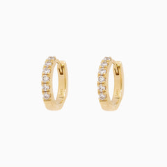 14k "They're Perfect!" Huggie Hoop Diamond Earrings - Starflower Design