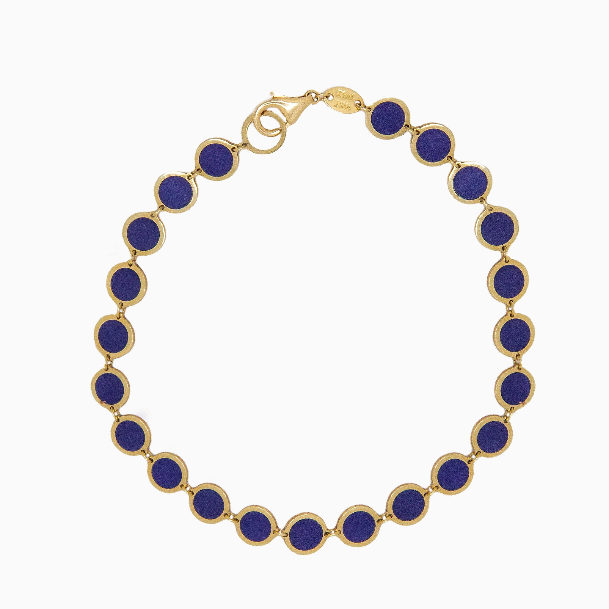 14k Yellow Gold Confetti Party Blue Lapis Inlay Bracelet - Starflower Design