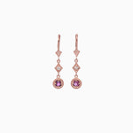 14k Yellow Gold Decadent Deco Ruby Dangle Drop Earrings - Starflower Design