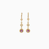 14k Yellow Gold Decadent Deco Ruby Dangle Drop Earrings - Starflower Design