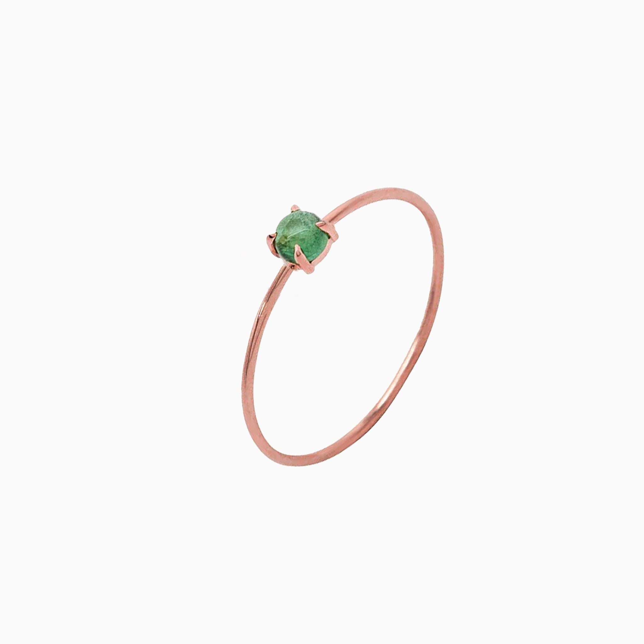14K Rose Gold 3mm Green Tourmaline Microstackable Ring