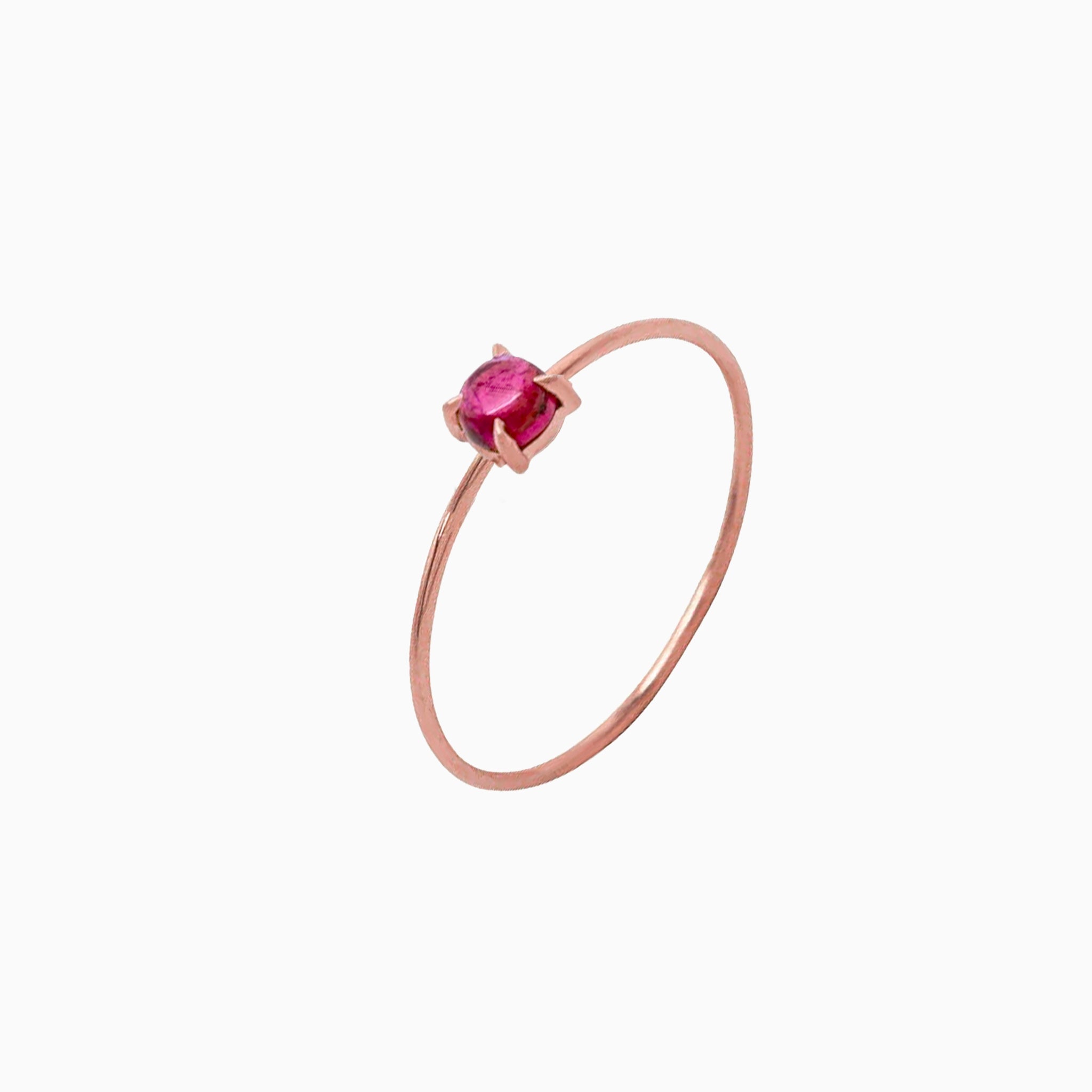 14K Rose Gold 3mm Pink Tourmaline Microstackable Ring