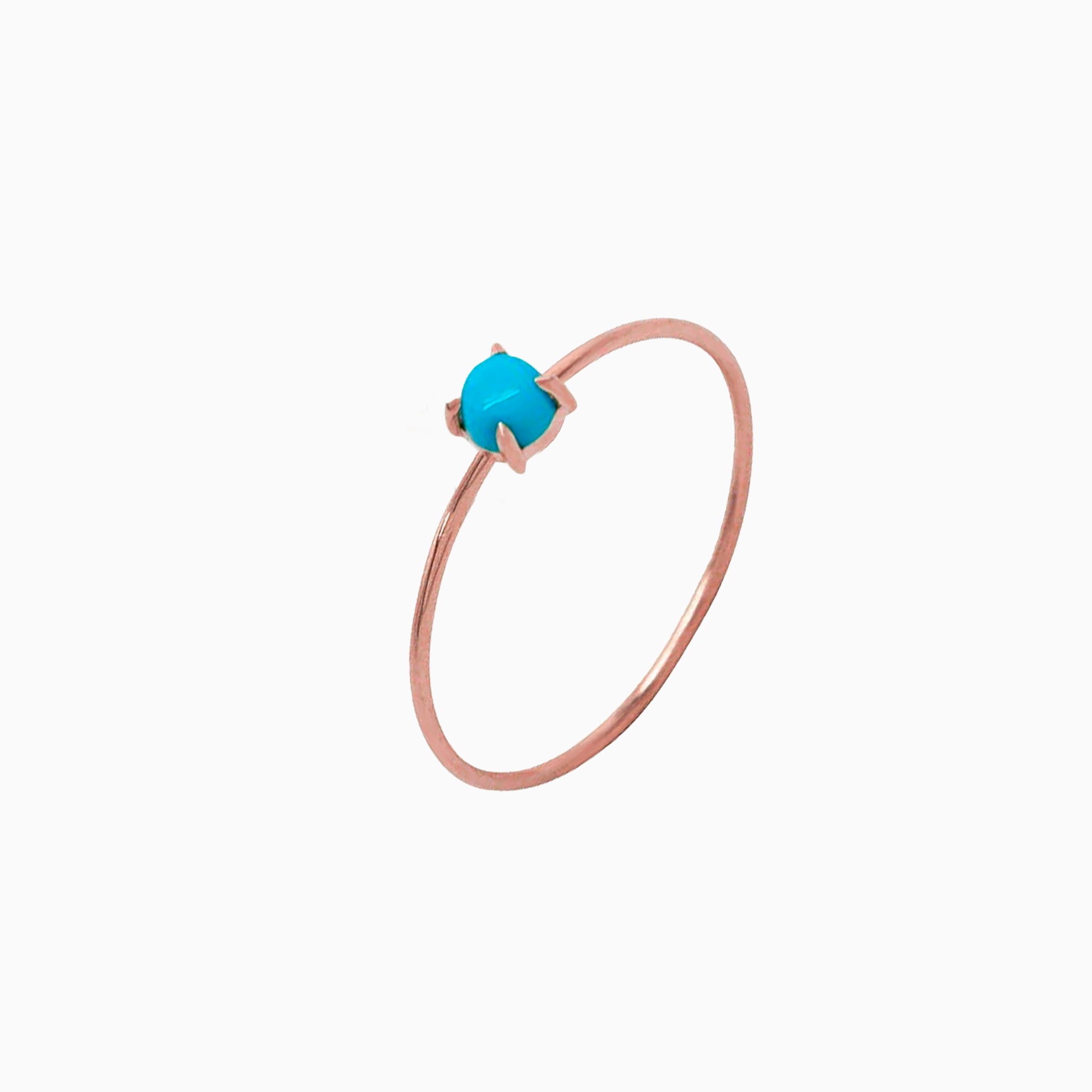 14K Rose Gold 3mm Turquoise Microstackable Ring