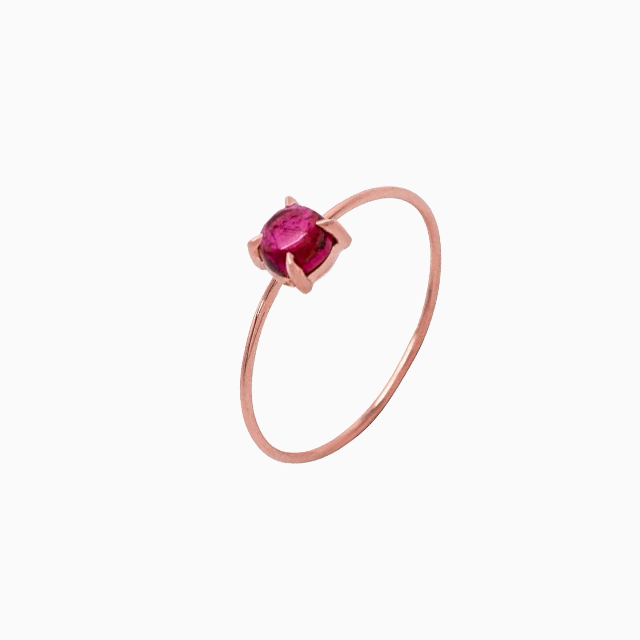 14K Rose Gold 4mm Pink Tourmaline Microstackable Ring