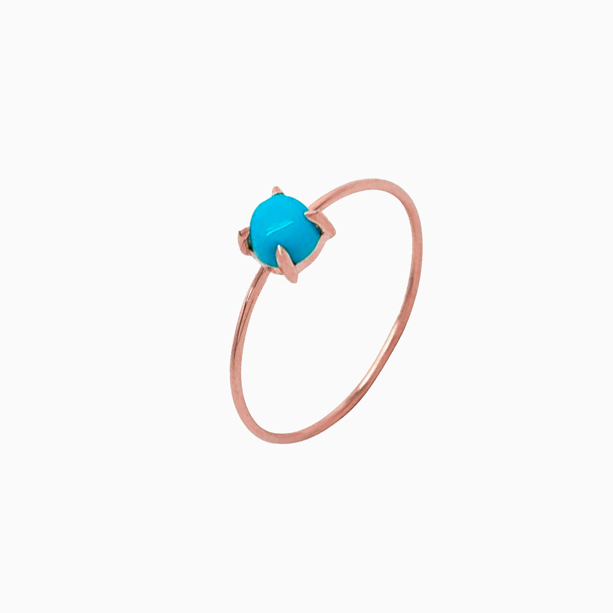 14K Rose Gold 4mm Turquoise Microstackable Ring