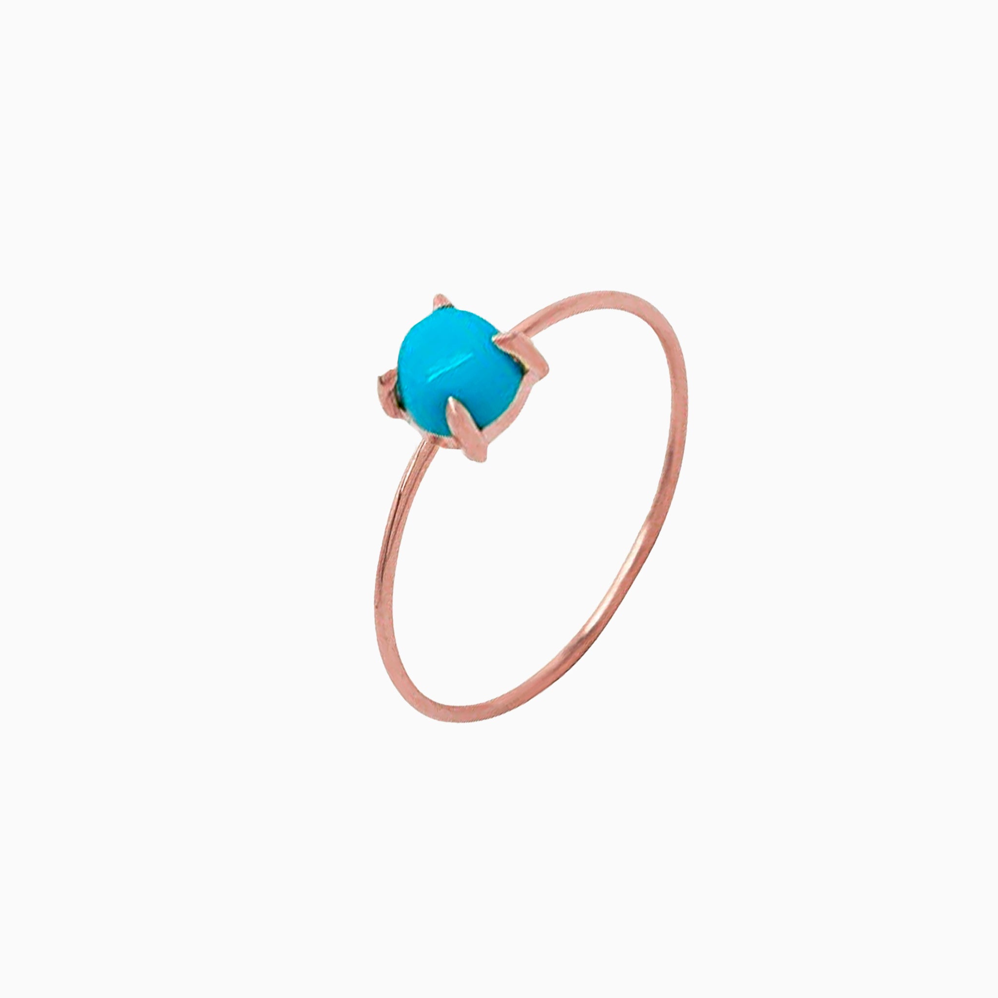 14K Rose Gold 5mm Turquoise Microstackable Ring