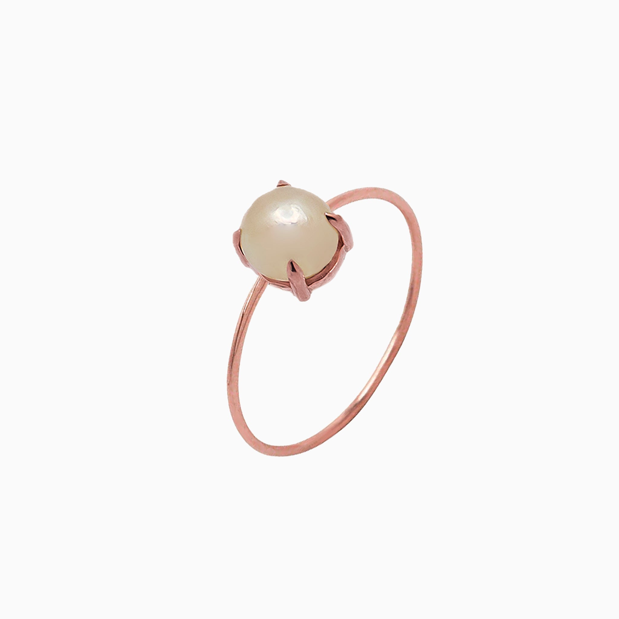 14k Rose Gold 6mm Freshwater Pearl Microstackable Ring