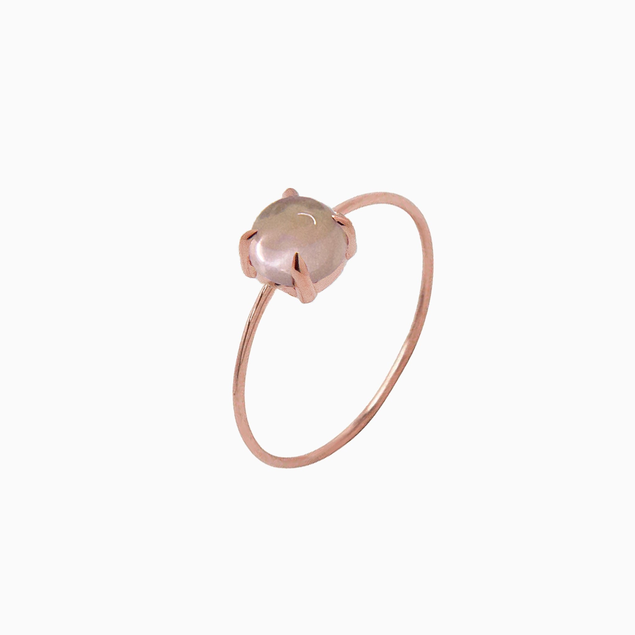 14k Rose Gold 6mm Rose Quartz Microstackable Ring