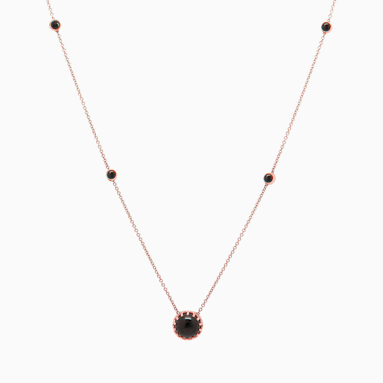 14k Rose Gold Bewitched Black Onyx Station Necklace