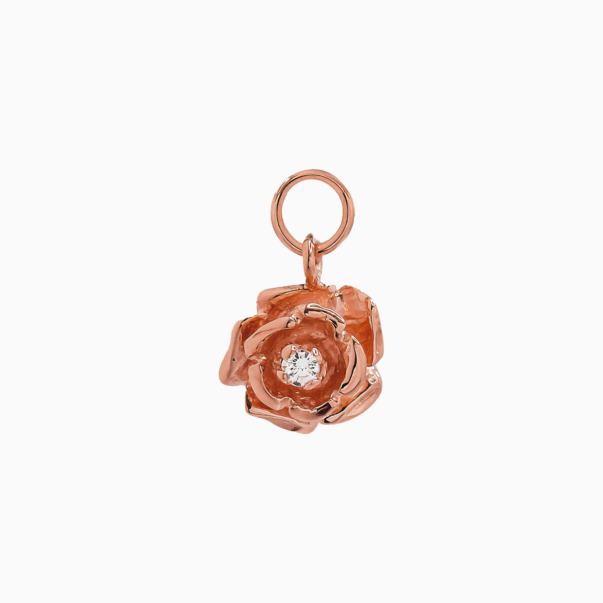 14k Rose Gold Vintage Rose Diamond Earring Charm