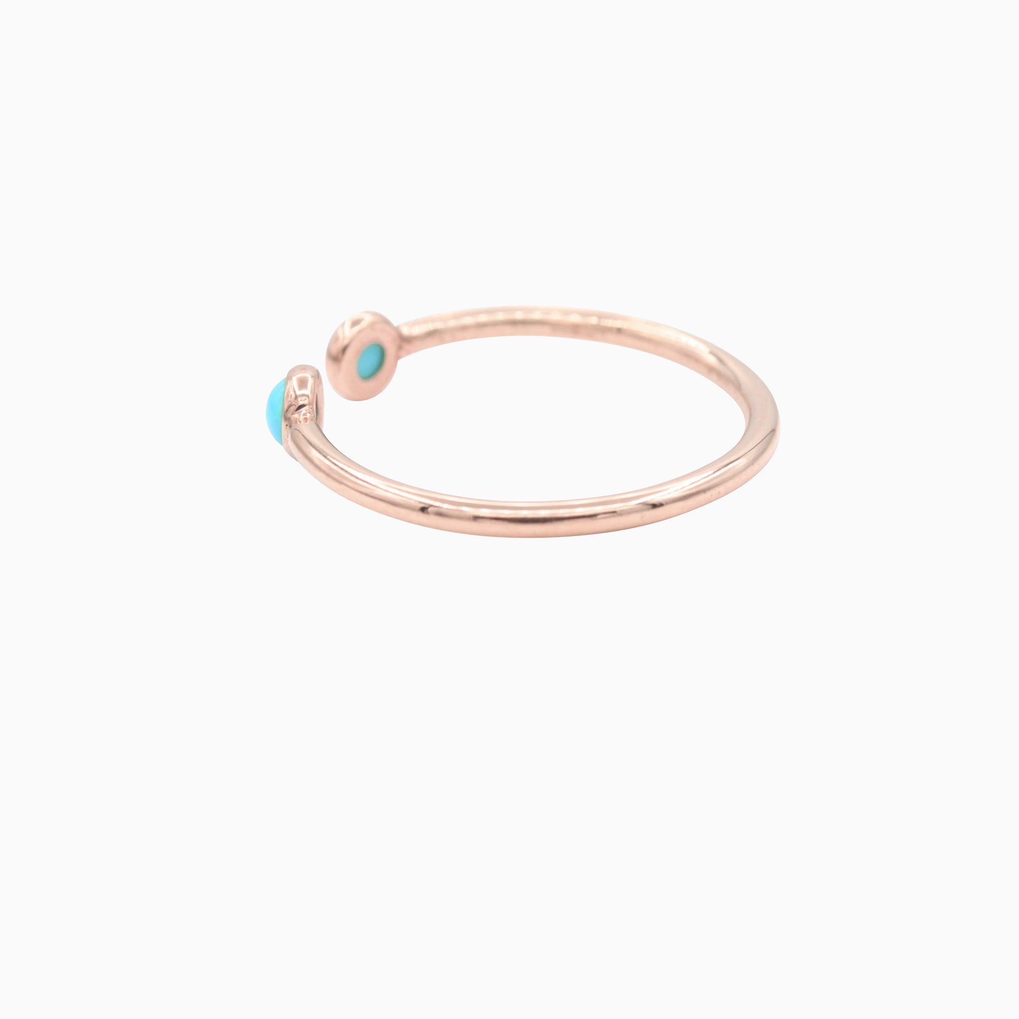 14k Rose Gold Cabochon Turquoise Open Ring, back view