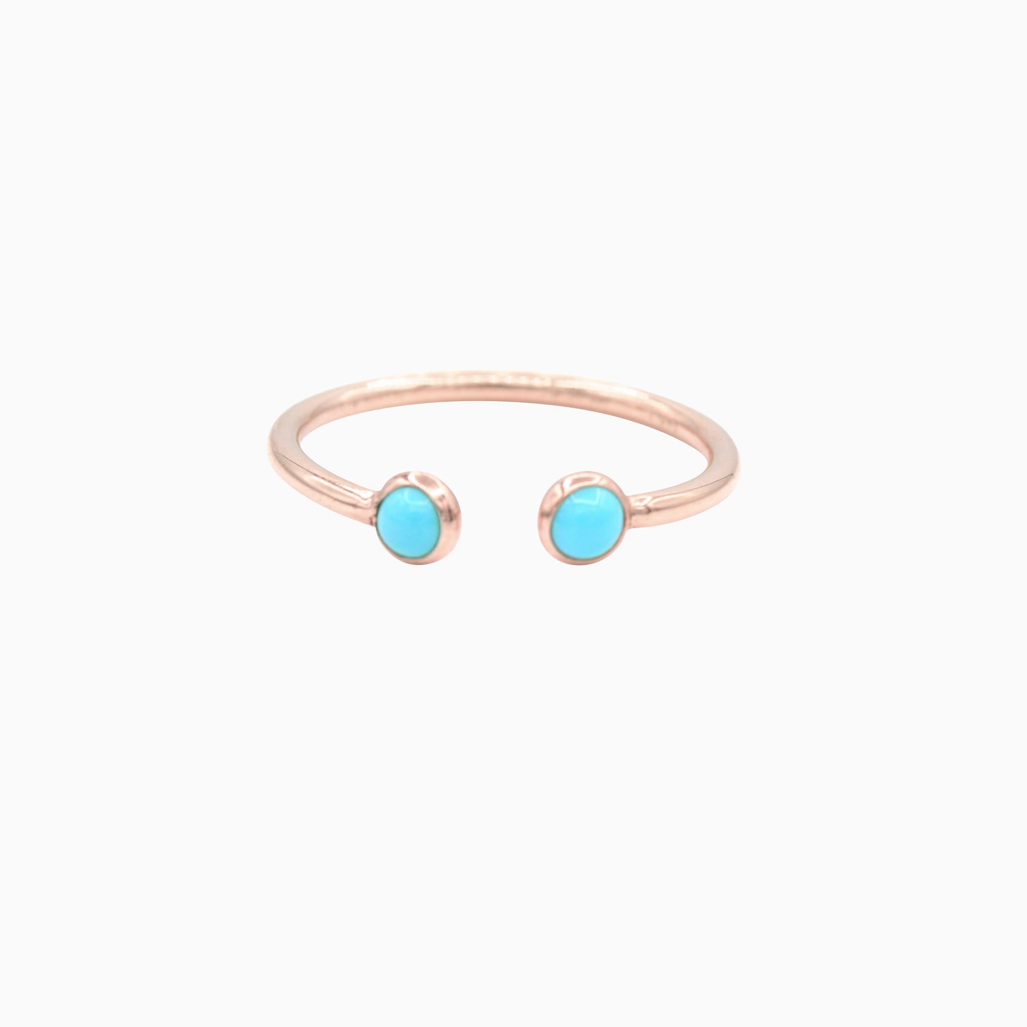 14k Rose Gold Cabochon Turquoise Open Ring, front view