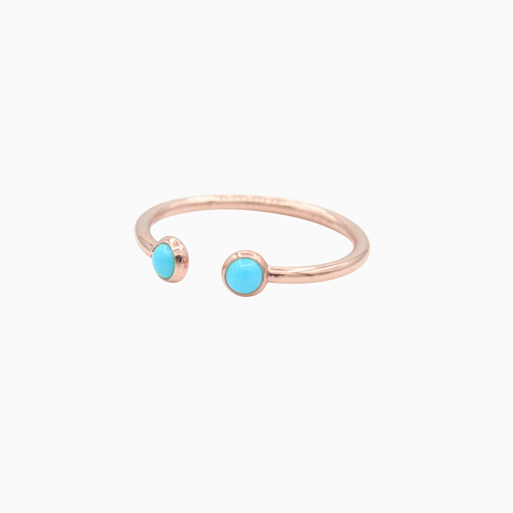 14k Rose Gold Cabochon Turquoise Open Ring