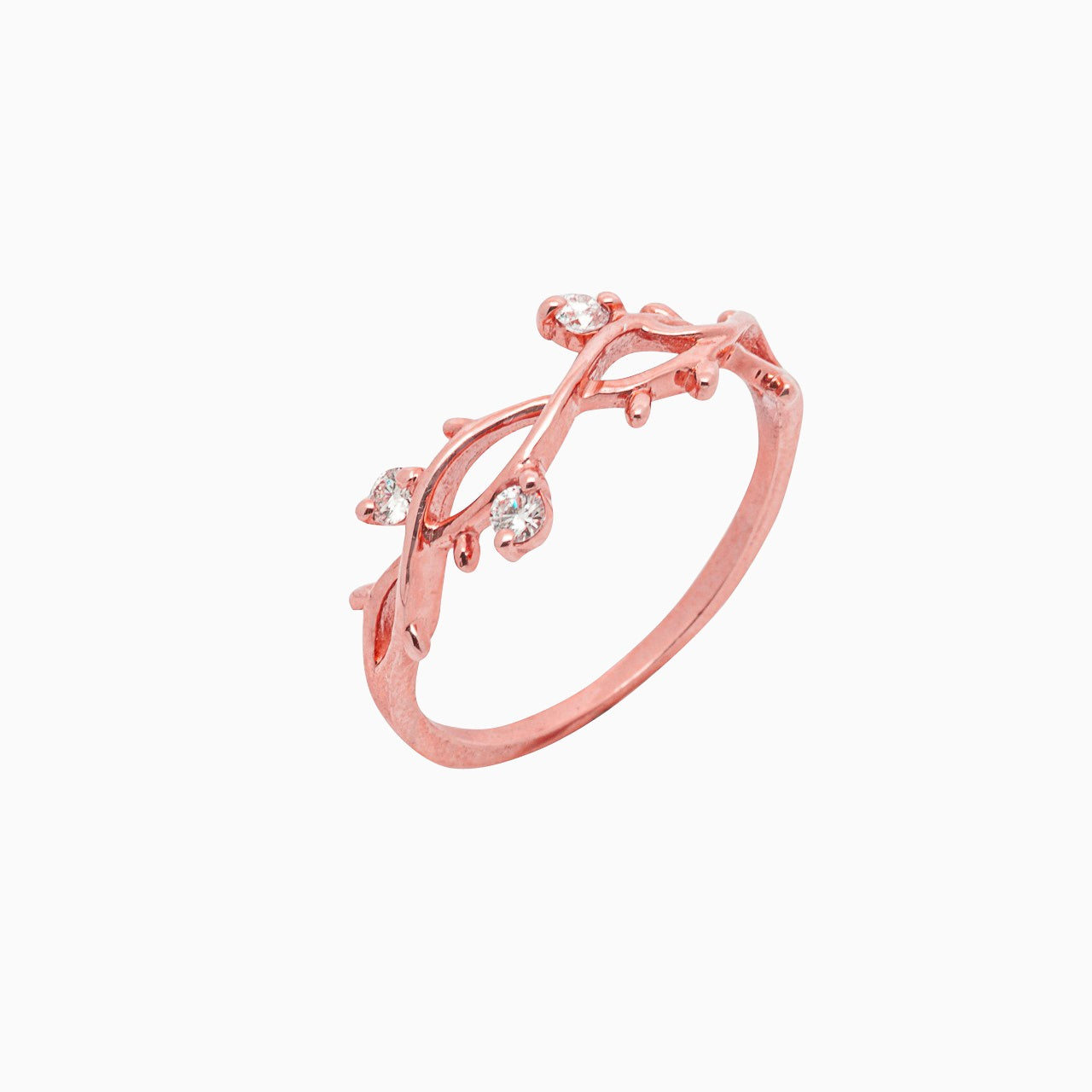 14k Rose Gold Perfectly Perched Diamond Branch Ring