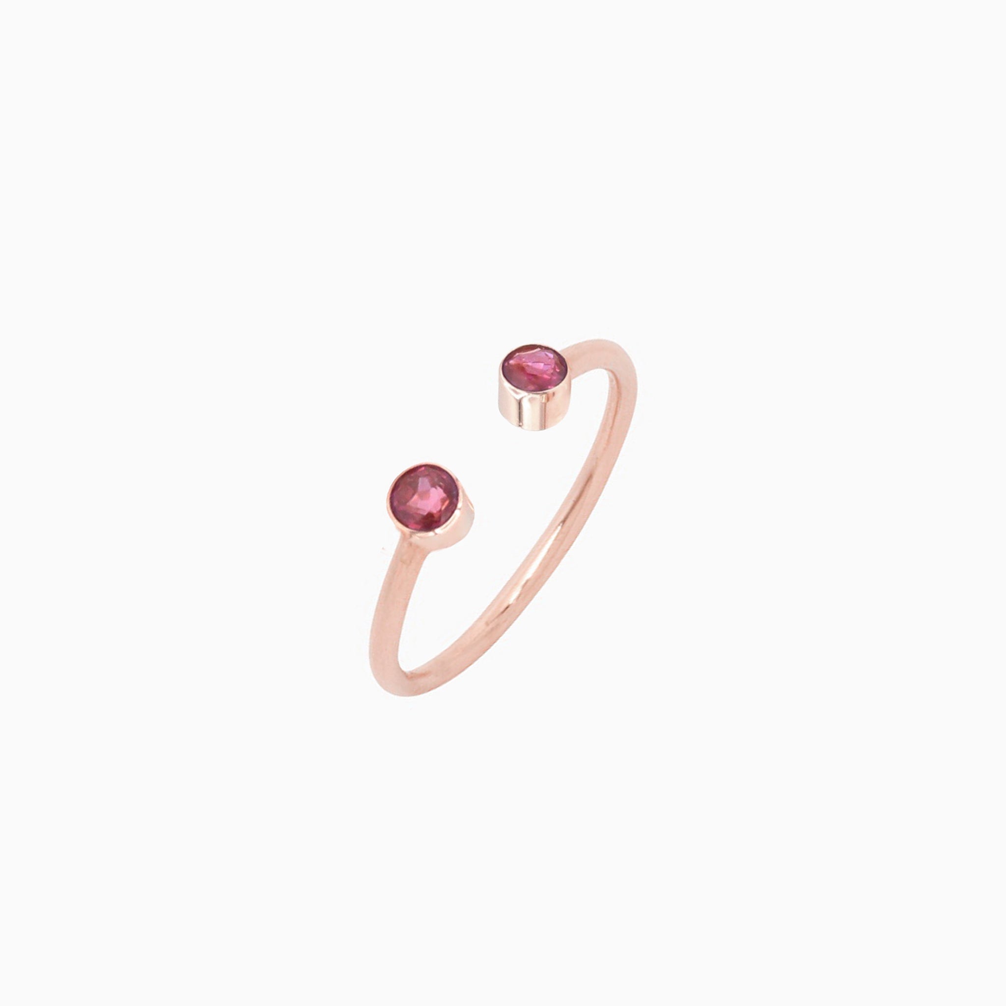14k Rose Gold Pretty in Pink Bezel-Set Ruby Open Ring